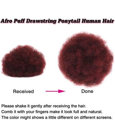 Burgundy Afro Puff Drawstring Ponytail Extension Human Hair for Black Women Short Afro Kinky Curly Bun Updo Hairpieces Extensions Human Hair with Two Clips (99J) Burgundy-#99J - Buy Online on GoSupps.com