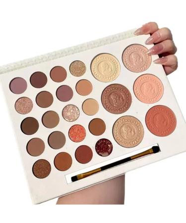 JIALII 26 Colors Eyeshadow Palette Highlight Blush Pearl Matte Glitter Eyeshadow 20 Eyeshadow and 6 Contouring Palette with
