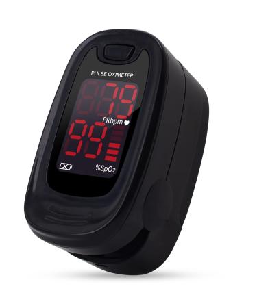 CONTEC CMS50M Pulse Oximeter Fingertip Blood Oxygen Saturation Monitor SpO2 and PR Bar Graph Blood Oxygen, Neck/Wrist Cord LED Display, Black