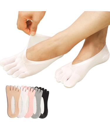 5Pairs Women's Socks Breathable and Thin Soft Align Toe Socks for Bunion Five Finger Orthopedic Compression Socks Toe Separator Socks for Women Foot Size 6-9