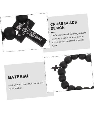 Didiseaon Cross Jewelry Gift Cross Bracelets Beaded Bracelets for Men Cross Braclet Charm Bracelet Baptism Gifts 10x10cm Black - Buy Online on GoSupps.com