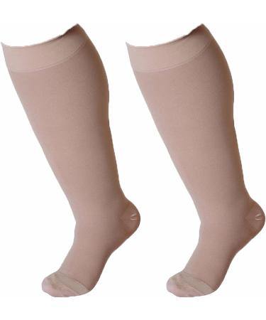 WSYKC Compression Socks - 20-30mmHg Support Socks for Wide Calves | Unisex 4XL (2 Pairs) in Beige - Buy Online on GoSupps.com