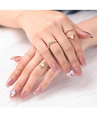 Bohend Fashion Square False Nails - Pink Bowknot Glitter Press-On Nails for Women & Girls | 24 Pcs Party Nails - Buy Online on GoSupps.com