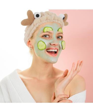 WLLHYF Face Wash Headband Facial Makeup Hairband Elastic Spa Headband Cute Coral Fleece Crab Hair Band Cartoon Creative Head Wraps Cute Christmas Hair Accessories for Women Girls Skincare Sports Khaki - Buy Online on GoSupps.com