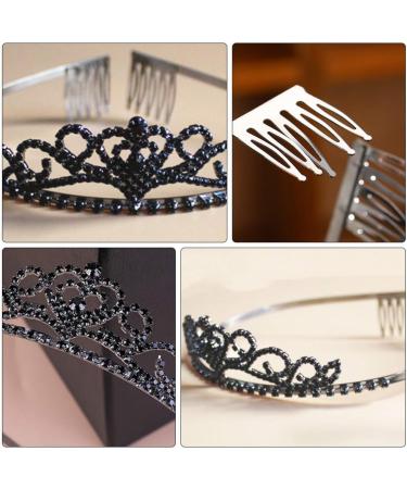 Lurrose Rhinestone Crowns Tiaras with Comb Headband for Girl Women Bridal Birthday Party Wedding Prom (Black) - Buy Online on GoSupps.com