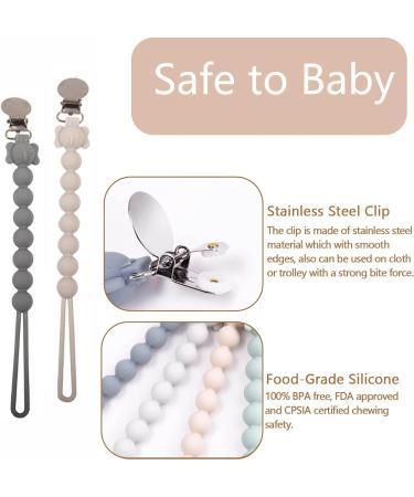 Mam Dummy Clip 2 Pcs - BPA Free Silicone Pacifier Holders in White Grey - Buy Online on GoSupps.com