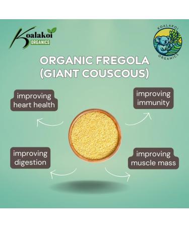 ORGANIC Certified Fregola white giant cous cous (400g - 5kg) Premium non-GMO Durum Wheat 100% Natural no Additives or Preservatives Vegan couscous Free UK delivery by Koalakoi (400g) - Buy Online on GoSupps.com