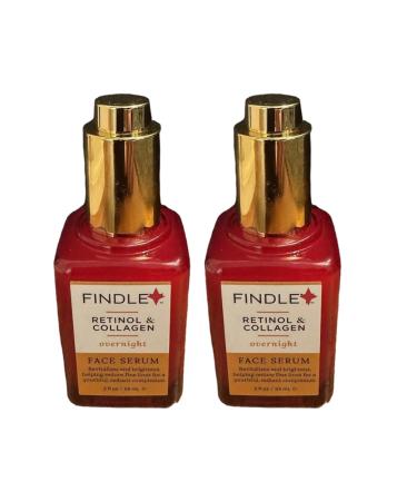 Findley's Retinols + Collagen Serum for Face (2 Pack) Anti-Aging Firming & Brightening Smooths Wrinkles Evens Skin Tone Hydrates Dry Skin Youthful Glow Skin Care Routine