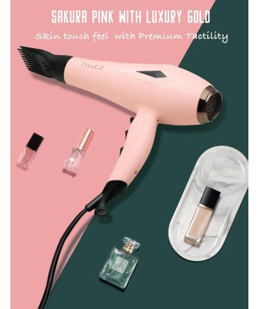 Hair Dryer with Diffuser & Brush Comb Attachments - Professional AC Motor for Curly & Thick Hair | Best Pink Blow Dryer for Salon Use - Buy Online on GoSupps.com