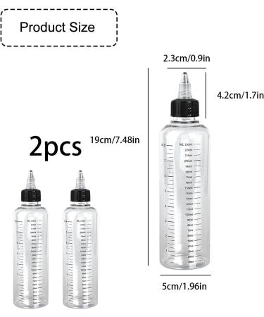 Tabanzhe 2 Pieces 250ml Applicator Bottle - Dust-proof Leak-proof Plastic Squeeze Bottle with Scale Mark Essential Oil Application Universal in Hair Dye (Transparent) - Buy Online on GoSupps.com