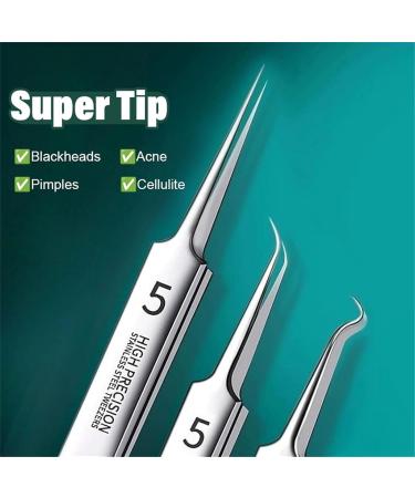 Usiveinborn Blackhead Remover Usiveinborn Tweezers Professional Stainless Steel Facial Blackhead Remover Tweezers Pimple Popper Tool Easy Removal of Pimples Blackheads (7pcs) - Buy Online on GoSupps.com