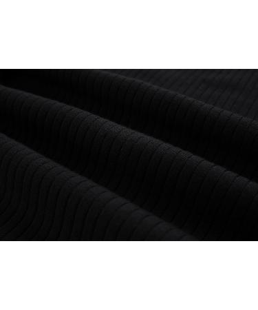 Mens Casual Slim Fit Turtleneck T-Shirt in Black | Rib Knitted Stretch Pullover Sweater - Buy Online on GoSupps.com