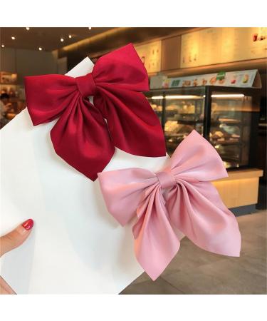 Big Hair Bows for Women Girls Coquette Bows Alligator Hair Clip Duckbill Barrette Simple Solid Color Bow Hair Clip French Style Bow for Girl Hair Accessories #08 - Buy Online on GoSupps.com