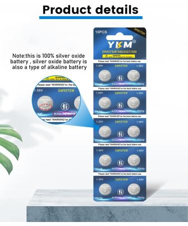 YKM 395 Watch Battery SR927SW 395 399 - 10 Pack Silver Oxide Button Batteries for LED Lights & Calculators | 1.55V AG7 - Buy Online on GoSupps.com