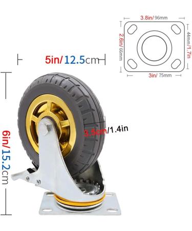 Threaded Shaft Swivel Castors Ball Castors Lockable Bearing with Brake Swivel Casters for Furniture and Workbench Set of 4 Load 400KG(4brake 5inch) - Buy Online on GoSupps.com