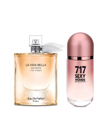 Women Perfume 2PCS Combo La Vida Bella/717 Sexy Eau De Parfum Long Lasting Fragrance 3.4 Fl Oz Spray Each for Daily Used
