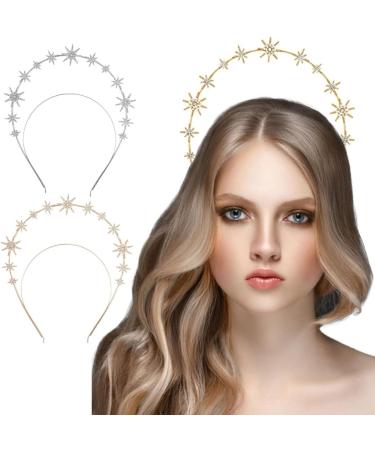 hgnxa Crown Headband Double Layer Hand-making Thin Hair Hoop Hairband Wedding Accessories Alloy for Women Girls Gold - Buy Online on GoSupps.com