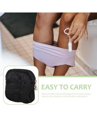 Healifty Menstrual Pad Storage Bag - Sanitary Napkin Travel Pouch for Women and Teen Girls - Black - Buy Online on GoSupps.com