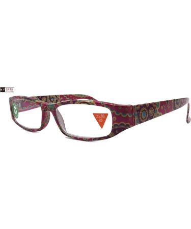 Florence Premium Reading Glasses - High End Rectangular Readers +1.25 to +3.00 Magnification - Stylish Paisley Pink - Shop Now - Buy Online on GoSupps.com