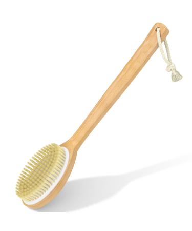 Shower Brush Back Scrubber for Shower  Exfoliating Body Scrubber with Long Handle  Shower Brush for Body  Bath Brush with Stiff and Soft Bristles for Wet or Dry Brushing 16 inches