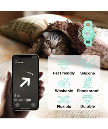 WHALEZON Airtag Cat/Dog Collar Holder - Anti-Lost Pet Tracker Case - Mint Green/Pink - Compatible with Apple Air Tag - Fits Puppy Collars 3/8 and 5/8 - Buy Online on GoSupps.com