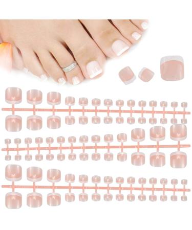 84 pieces of French false toenails to stick on 14 sizes artificial toenails tips full cover fake nail tips acrylic fake nails tips for women women girls nail decoration