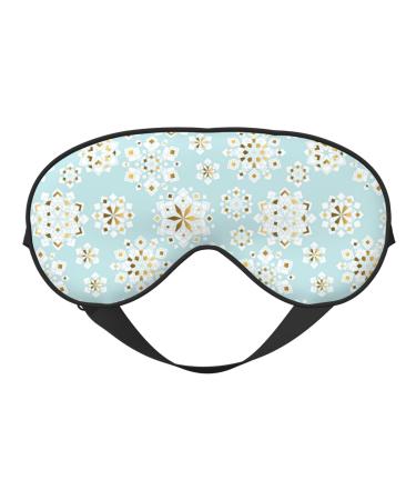 Geometry Snowflakes Sleep Eye Mask with Adjustable Strap Blocking Out Lights Eye Cover Soft Eye Shade Breathable Sleep Mask for Men Women pattern-19