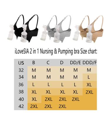 iLoveSIA 3PACK Hands-Free Nursing & Pumping Bra Set, Size 2XL, Black/Beige/Grey - Buy Online on GoSupps.com