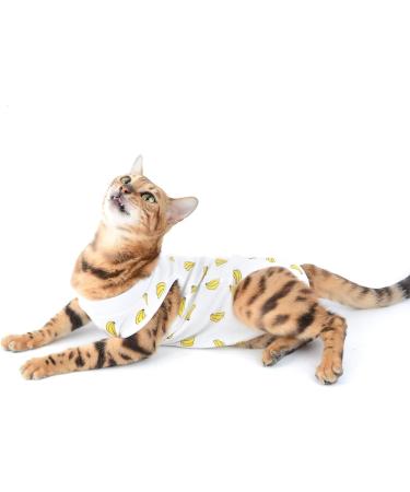 Selmai Medical Pet Shirt for Dogs & Cats - Soft Cotton E-Collar Alternative Wound Protection & Nursing Clothing for Post-Op Care - Yellow Banana Design - Buy Online on GoSupps.com