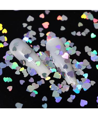 Gzmayuen Heart Glitter Sequins for Valentine's Day Nail Art - 12 Colors 3D Holographic Heart Flakes & Stickers for Stunning Nail Designs - Buy Online on GoSupps.com