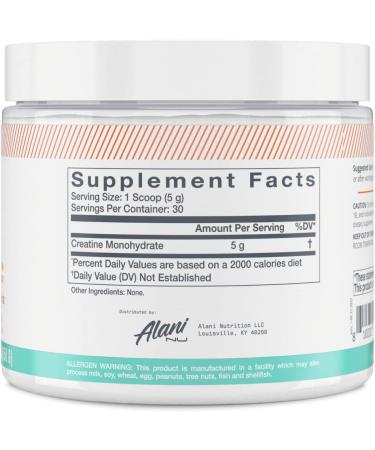 Buy Alani Nu Creatine Monohydrate Powder - Unflavored Micronized Gluten Free Sugar Free Vegan - 30 Servings | International Shipping Available - Buy Online on GoSupps.com