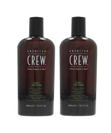 American Crew 2 pack American Crew Tea Tree 3 in 1 Shampoo Conditioner Bodywash 450 ml