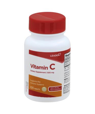Leader Vitamin C 500MG Tablets 100 Ct. Boost Immune System & Antioxidant Protection 100 Vitamin C