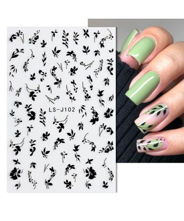6 Sheets 3D Flower Nail Art Stickers - Self-Adhesive Leaf & Floral Designs for DIY Manicure - Red White Black Nail Decals for Women - Buy Online on GoSupps.com