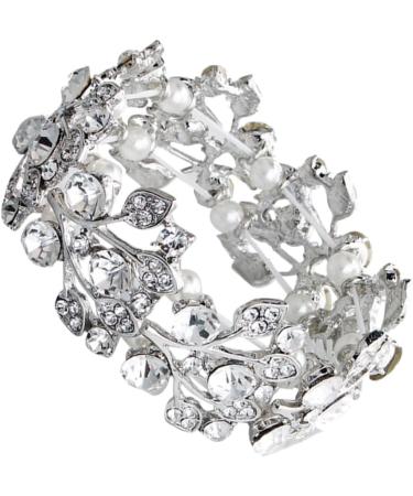 Buy Healvian 3-Stone Pearl Wedding Dress Accessories | Women's Tennis & Cuff Bracelet - Stretchable Bird Crystal Design - Buy Online on GoSupps.com