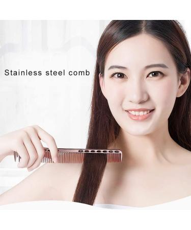 kuou Professional Aluminum Metal Salon Comb Heat-resistant Anti-static Hair Comb for Hair Cutting Styling & Grooming Rose gold - Buy Online on GoSupps.com