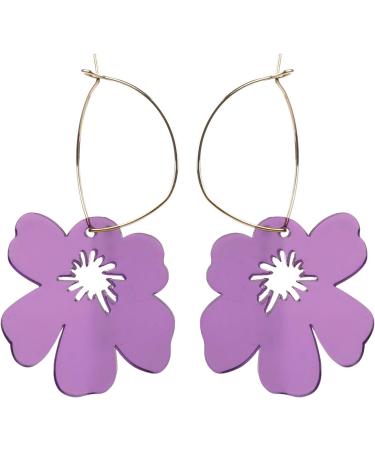 Feylie Flower Charm Earrings | Bohemian Y2K Drop Earrings for Women & Girls | Perfect Summer Festival & Beach Accessory | Unique Party Gift in Violet - Buy Online on GoSupps.com