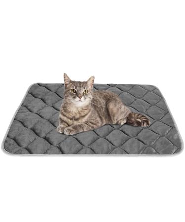 Self Heating Cat Mat Thermal Pet Bed Mat Self-Warming Pet Crate Pad 16"x20" Grey