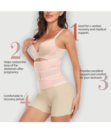 KIWI RATA Postpartum Belly Band Recovery Wrap | C Section Postpartum Belly Wrap for Recovery and Support | Abdominal Binder After Birth Brace | Slimming Girdles (Large, Skin Color) - Buy Online on GoSupps.com
