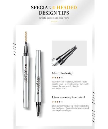 2024 Upgraded 3D Waterproof Microblading Eyebrow Pencil Contouring Pen Magic Eyebrow Pencil 4 Tipped Precise Brow Pen Waterproof Makeup Contouring Pen Fine Stroke Creates Natural Makeup Effect (1 Black) Black 1 - Buy Online on GoSupps.com