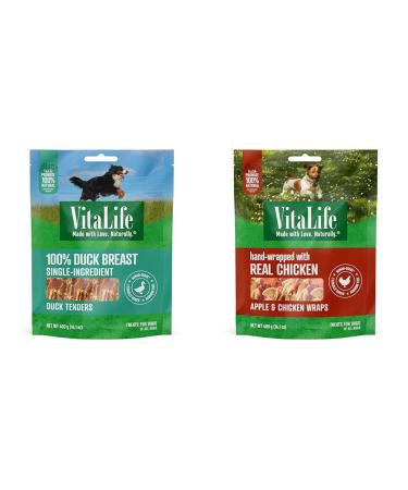 VitaLife 400 g Duck Tenders All Natural Dog Treats & 400 g Apple & Chicken Wraps All Natural Dog Treats Dark red