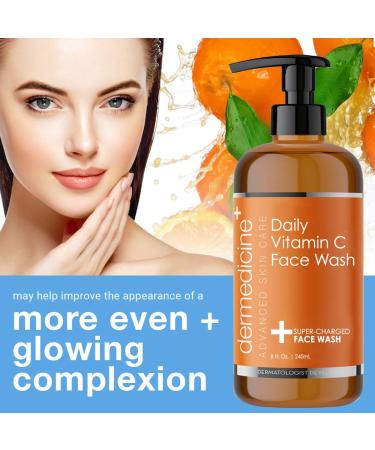 Buy Dermedicine Daily Vitamin C Face Wash - Super-Charged with Marine & Plant Extracts & Retinol | Cleanser for Brightening & Balancing Complexion | 8 Fl. Oz. (240mL) - International Shipping Available - Buy Online on GoSupps.com