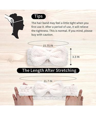 3 Pack Spa Headband for Women - Face Washing Makeup Hair Holder - Bowtie Beauty Band in White Pink Gray - Buy Online on GoSupps.com