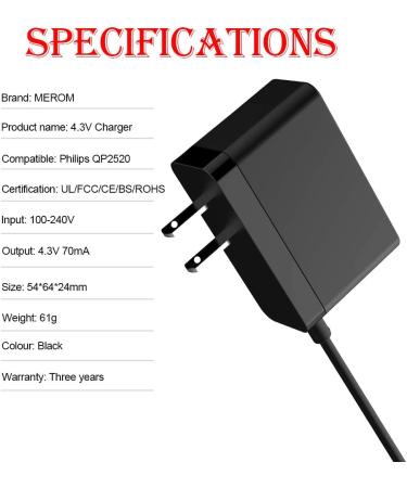 MEROM 4.3V Philips One Blade Charger for Norelco OneBlade QP2520 - Compatible with QP2520/90/70/72 Hybrid Trimmer and Shaver - Buy Online on GoSupps.com