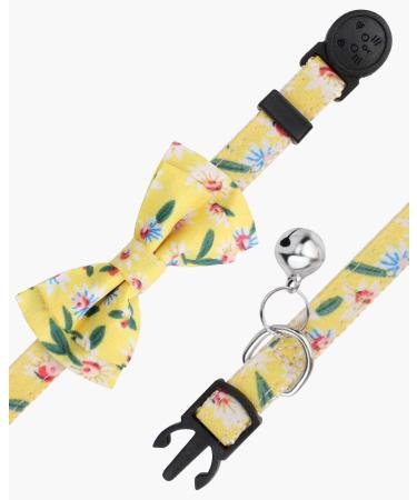 Tagme Cat Collars with Names & Phone Numbers | Yellow Flower Kitten Neck Band with Safety Closure & Bell | 1 Pack - Buy Online on GoSupps.com