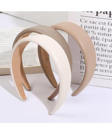 Manshui 3 Pcs Fashion Pu Leather Headband Set for Girls and Women - Grey Pu Padded Headband Hair Accessories - Buy Online on GoSupps.com