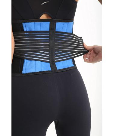 Adjustable Neoprene Double Pull Lumbar Support Lower Back Belt Brace - Medium Size (72-86 cm) for Pain Relief | Body And Base TM - Buy Online on GoSupps.com