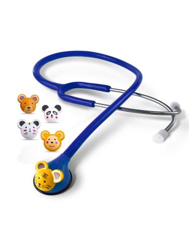 SCIAN Kids Real Working Stethoscope - 5 Interchangeable Cartoon Heads Professional Quality for Doctors Nurses Clinicians and Home Use with Mulpiple Colors(Blue)