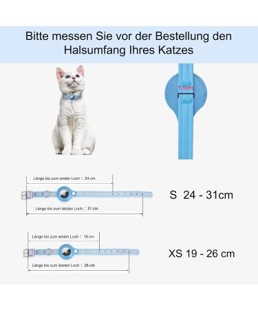 Leather Airtag Cat Neck Band - Adjustable Reflective GPS Collar for All Cat Sizes - Anti-Losing Tracker Case (Blue XS 19-26cm) - Buy Online on GoSupps.com