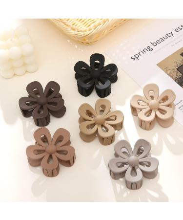 Daisy Flower Hair Clips for Women Girls - 6 Pack Medium Claw Clips for Thick Thin Hair - Non Slip Matte Neutral Jaw Clips - Brown - Buy Online on GoSupps.com